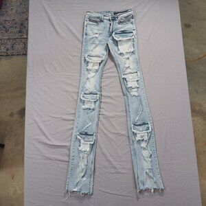 Rockstar Originals Jeans Men 30 Blue Stacked Distress Grunge Punk Skater RSM225